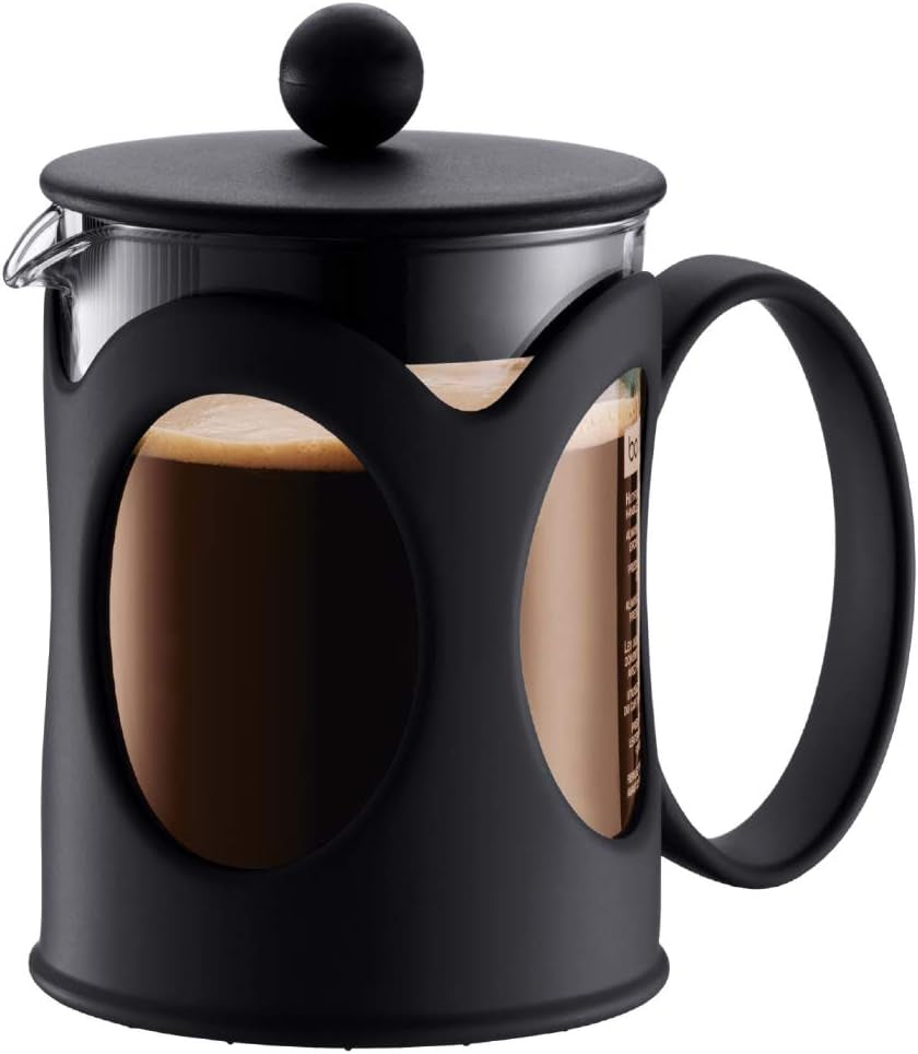 Bodum Kenya Kaffeemaschine – 1 l / 8 Tassen – manuelle French Press aus Borosilikatglas und Edelstahl – spülmaschinenfest – hergestellt in Portugal