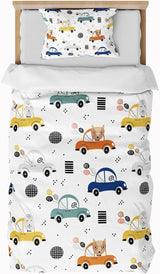 Bettwäsche für Kinder, Jungen, verschiedene Modelle, mit Reißverschluss, Mikrofaser-Polyester. Bettwäsche – Kinder Naty Shop Auto 100 x 135 cm + 40 x 60 cm