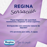 Regina Feeling – 42 Rollen Toilettenpapier, 175 Blatt mit drei Schichten, natürlicher Baumwollextrakt und zarter Duft, 60 % recycelte Kunststoffverpackung, 100 % FSC-zertifiziertes Papier
