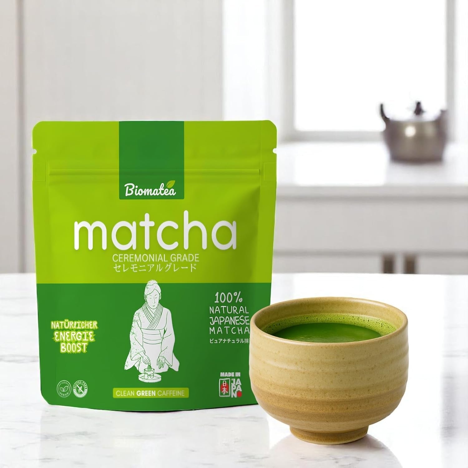 50 g Matcha in Zeremonienqualität aus Japan – 100 % natürlich, frei von Pestiziden und getestet – mit Stein gemahlen – Moegi Matcha Premium japanisches Teepulver