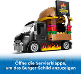LEGO City Burger Truck Bauset mit Spielzeugauto für 5-Jährige, Imbisswagen-Minifigur und Zubehör, lustiges Geschenk für Jungen und Mädchen 60404 Bausets Besuchen Sie den LEGO-Store