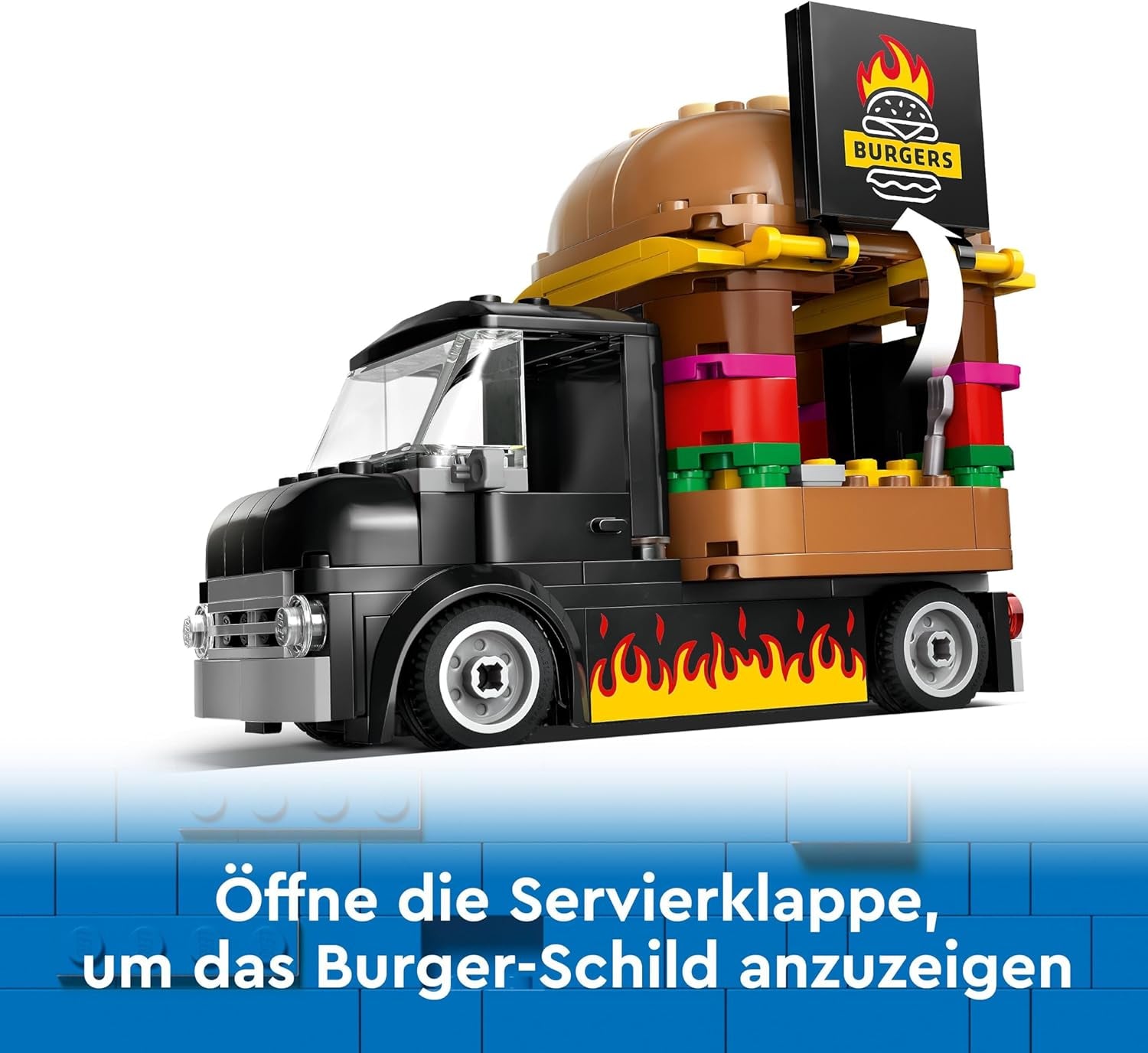 LEGO City Burger Truck Bauset mit Spielzeugauto für 5-Jährige, Imbisswagen-Minifigur und Zubehör, lustiges Geschenk für Jungen und Mädchen 60404 Bausets Besuchen Sie den LEGO-Store