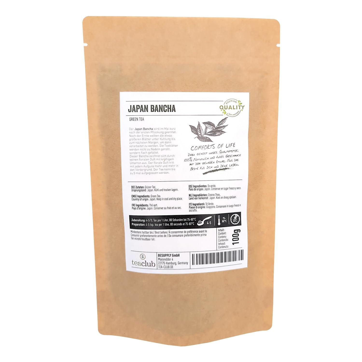 Bancha Japanischer Grüntee lose 100 g, aromatischer und zarter japanischer Grüntee, Teaclub Green Tea
