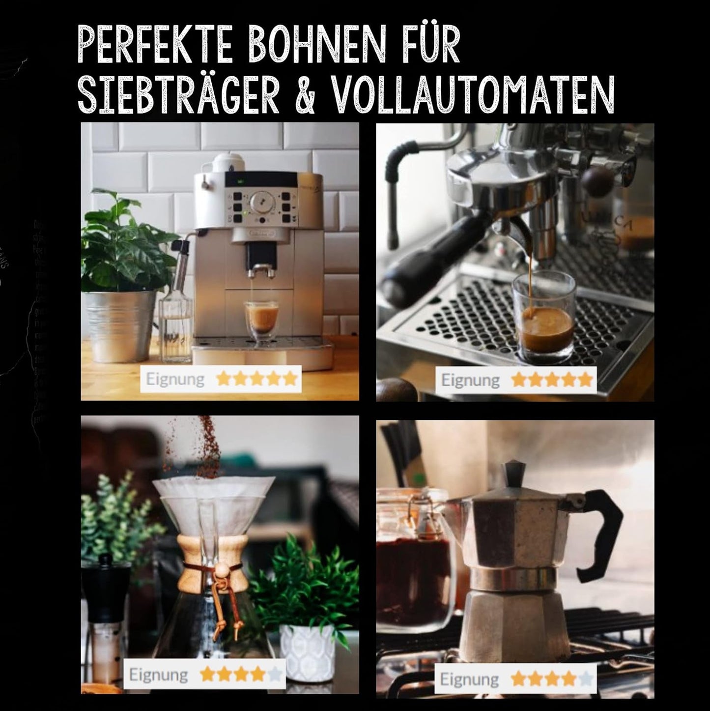 | Kaffeebohnen extra stark | Espresso 100 % Robusta | viel Koffein wenig Säure | 1000g ganze Kaffeebohnen | geigeint für Vollautomatik | mit Zufriedenheitsgarantie