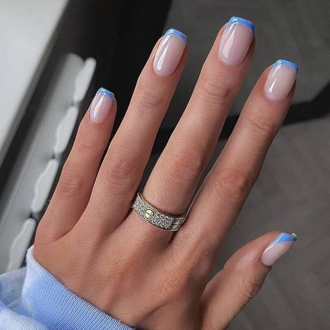 Lange French Tips Gold Glitzer Kleber auf langen quadratischen Nägeln Glitzer French Tip Falsche Nägel Set Quadratische künstliche Nägel für Frauen 24 Stück