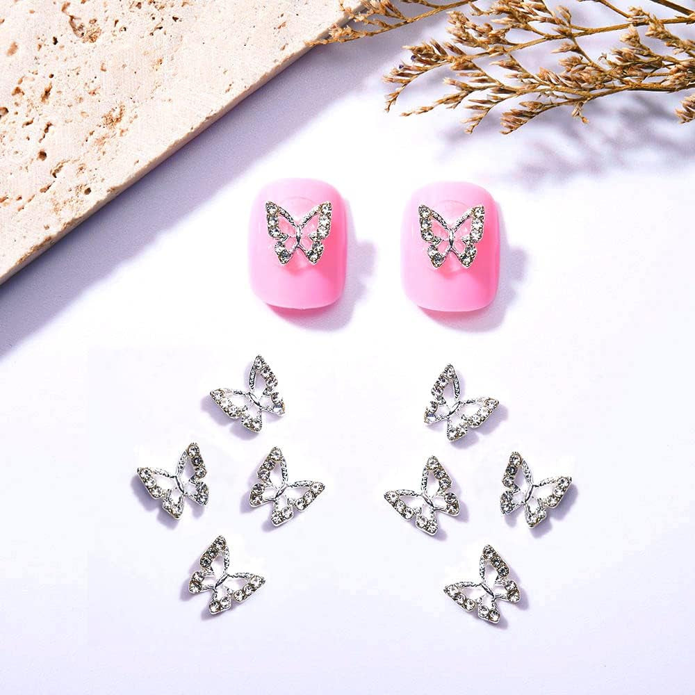 10 Stück Legierung Schmetterling Nagel Charms Metall Nail Art Anhänger Steine ​​für Diamanten Nägel Edelsteine ​​Nagel Schmuck Kunst Dekorationen Nail Art Schmuckherstellung