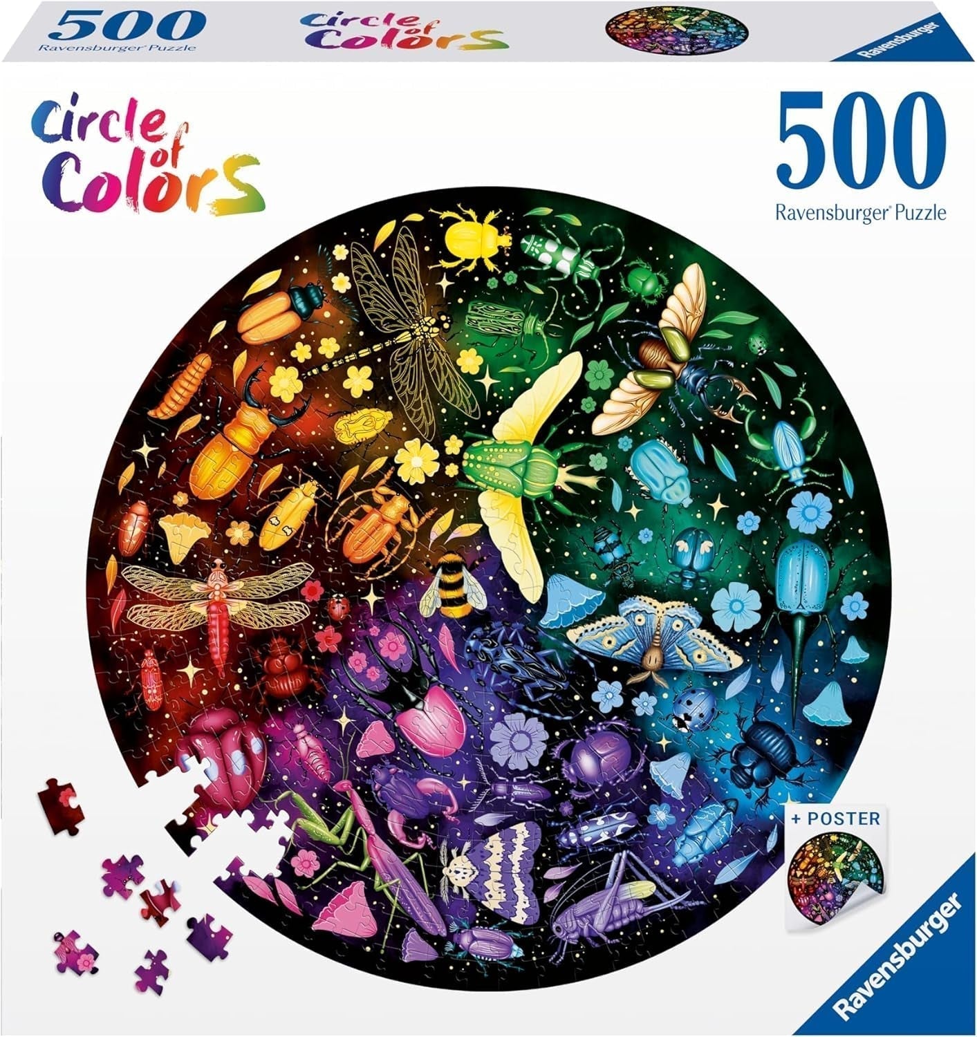 Ravensburger – Puzzle für Erwachsene – Rundes Puzzle mit 500 Teilen – Geeignet ab 12 Jahren – Insekten (Farbkreis) – Puzzle hergestellt in Europa – 12000820 Puzzle Naty Shop