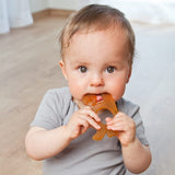 GRÜNSPECHT Bio-Beißring aus Naturkautschuk für zahnende Babys, massiert das Zahnfleisch, BPA-frei, weich, fördert die Feinmotorik, Dinosaurier-Muster (639-V1)