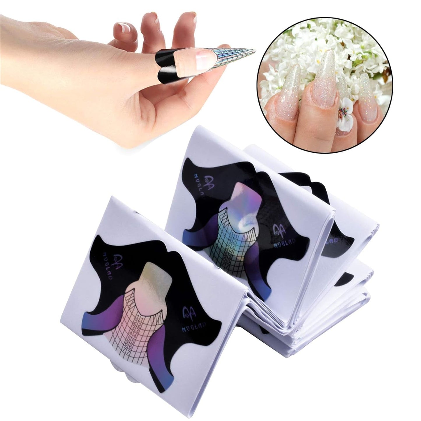 100 Stück Gel-Nagelschablonen, Zubehör für künstliche Nägel, selbstklebende Nagelschablonen für Nagelkunst, Gelnägel, künstliche Nagelverlängerungen