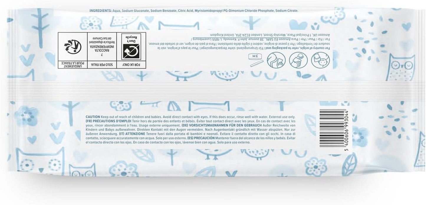 Mama Bear Ultra Sensitive Babyfeuchttücher, parfümfrei, 1008 Stück (18 Packungen à 60 Stück), Naty Shop