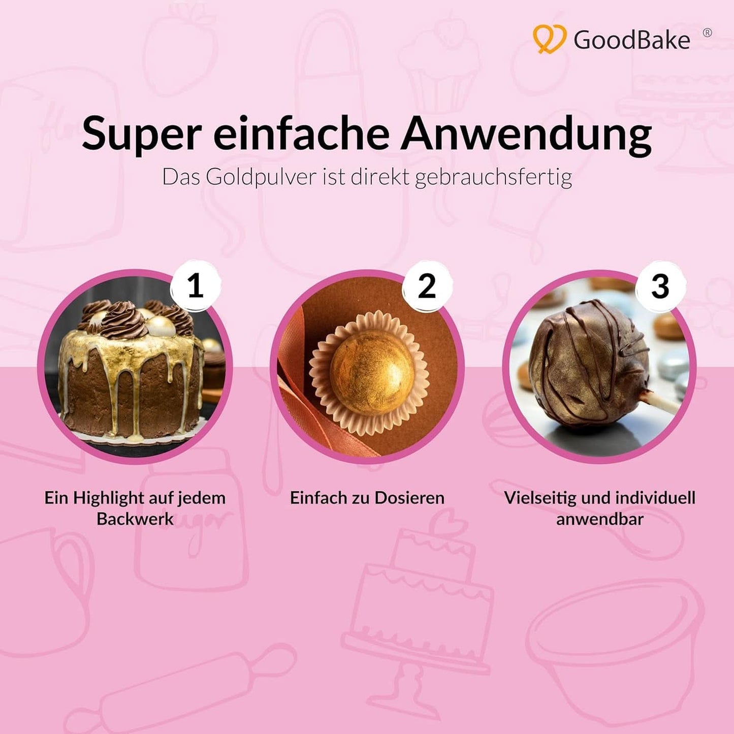 Goodbake Happy Glitter Gold – Essbarer Lebensmittelglitter, 10 Gramm Glitter Naty Shop