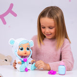 Cry Babies Loving Care Kristal Puppe, Kristal Loving Care Babypuppe mit 3 Zubehörteilen für Arztspiele, Pflege, Weinen mit echten Tränen, Spielzeug für 18 Monate alte Babys