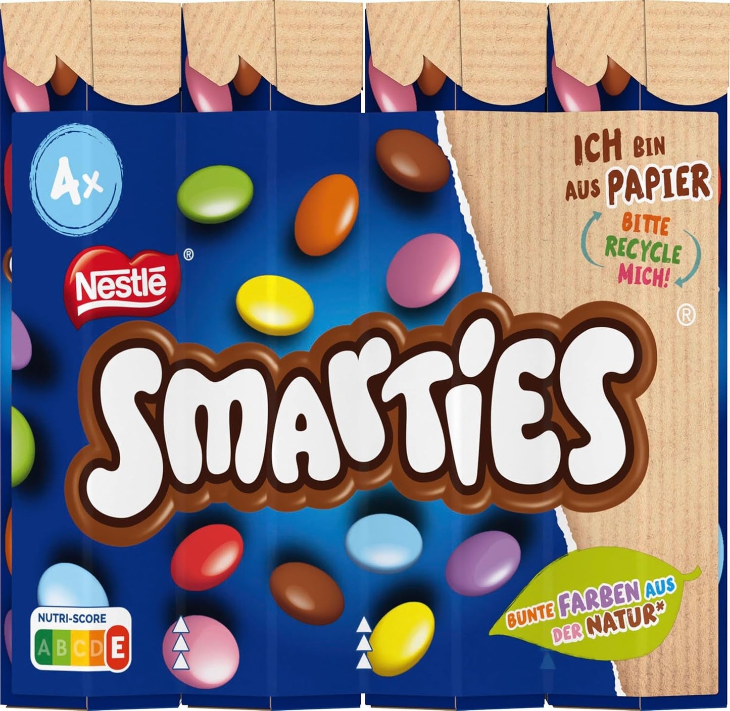 Nestlé SMARTIES Multipack, kleine Rolle, schokoladenfarbene Linsen, ideal für Kindergeburtstage, natürliche Farben, sechseckige Rolle, 12er Pack (12x (4 x 34g))