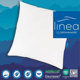 LINEA von Böhmerwald - Cozy - Hochwertiges Balance-Kissen, 80X80, 70 % Federn der Klasse 1, 30 % neue Daunen, allergikergeeignet, waschbar bis 60°C, hergestellt in Deutschland Naty Shop Standardkissen