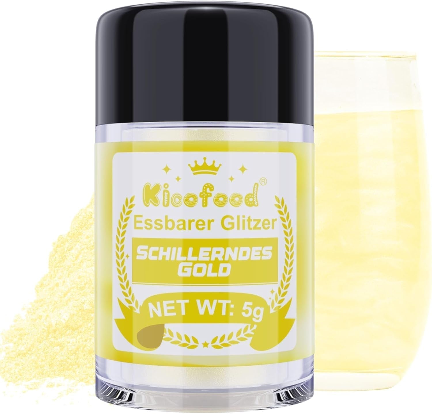 Kicofood, essbarer Glitzer, 5 Gramm, verschiedene Farben Glitzer Naty Shop Schillerndes Gold