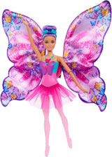 Barbie Dance And Flutter 2-in-1-Tänzerin-zu-Schmetterling-Verwandlungspuppe mit aufklappbaren Flügeln, lila Haaren, Haarschmuck und abnehmbarem Tutu, HXJ10 Naty Shop Dolls Standardtitel