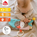 Fehn Spielhandschuh Safari – Fingerpuppen Babyspielzeug Affe & Elefant zum Greifen & Geräusche machen & weiches Bilderbuch Bruno – Tastbuch für Kinder mit Tiermotiven Babyspielzeug Naty Shop