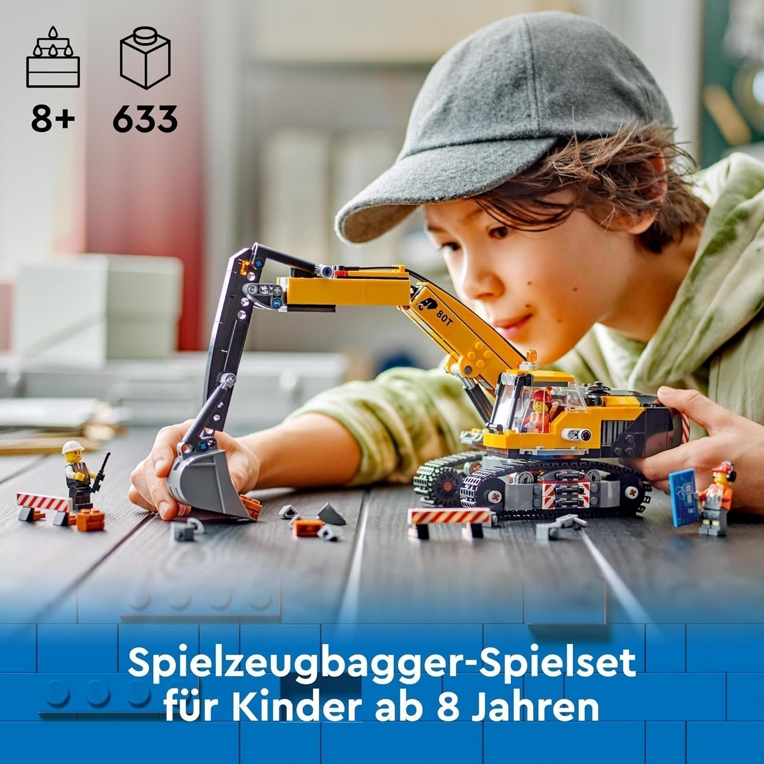 LEGO City Raupenbagger, Spielzeugbagger für Kinder ab 8 Jahren, Konstruktionsspielzeug mit Baggermodell, baubarer LKW mit Zubehör und 3 Minifiguren 60420 Bausets Besuchen Sie den LEGO-Store
