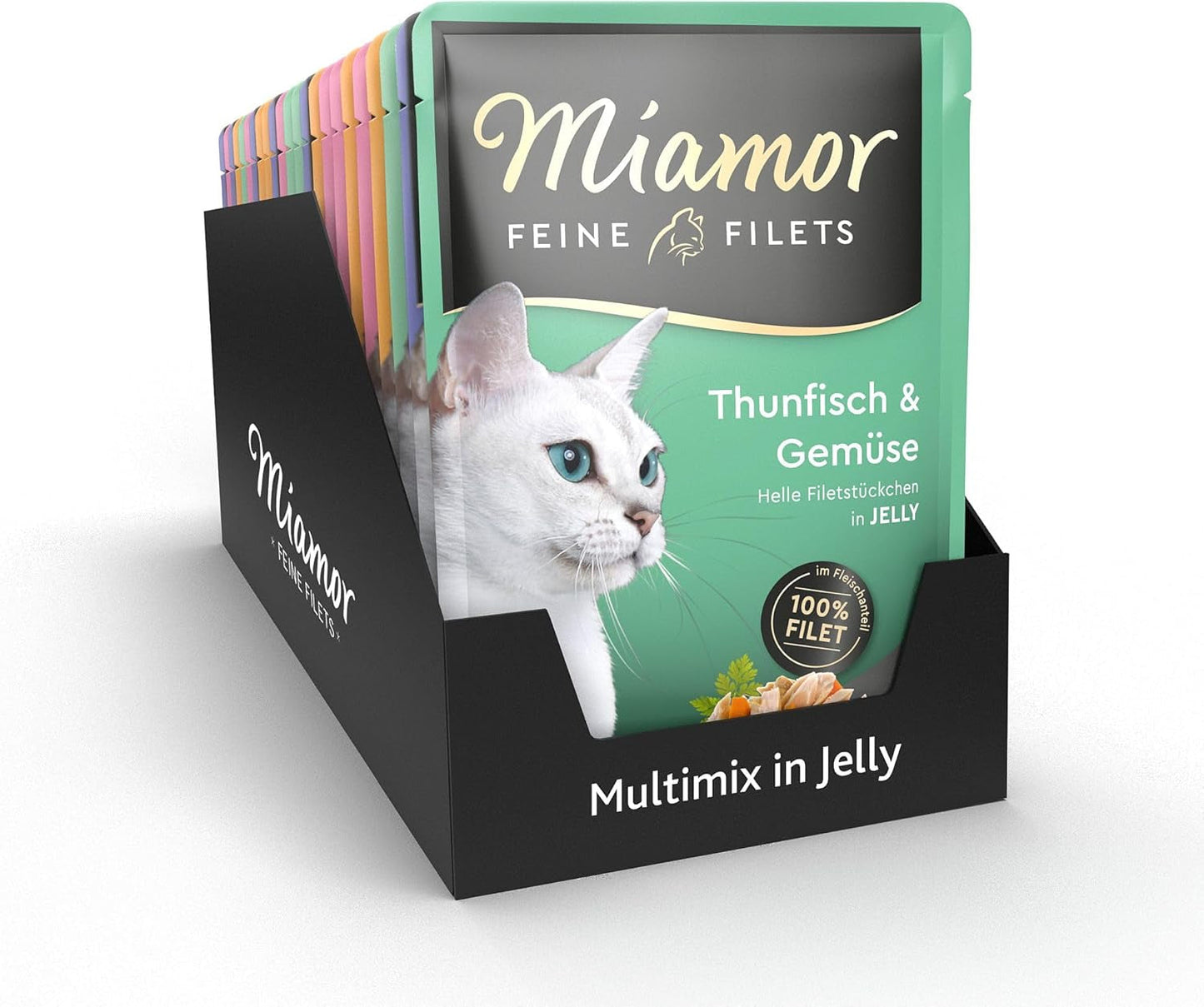 - Feine Filets im Gelee-Mix-Paket | Nassfutter für ausgewachsene Katzen mit Filetstücken in Gelee. Fettarme Ergänzungsnahrung im Frischebeutel, ohne künstliche Zusatzstoffe | 24 x 100g