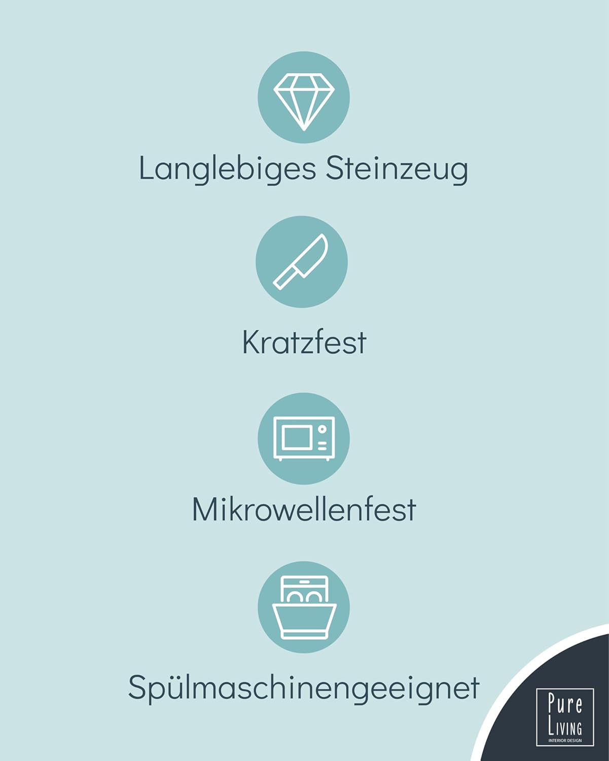 Steingut Geschirrset 12 Personen Rustikal 36 tlg. TESTSIEGER, Hochwertiges Landhausstil Steingut Geschirr Set, Schüssel- und Teller Set, Tafelservice 12 Personen, Geschirrsets Pure Living in Rauchblau