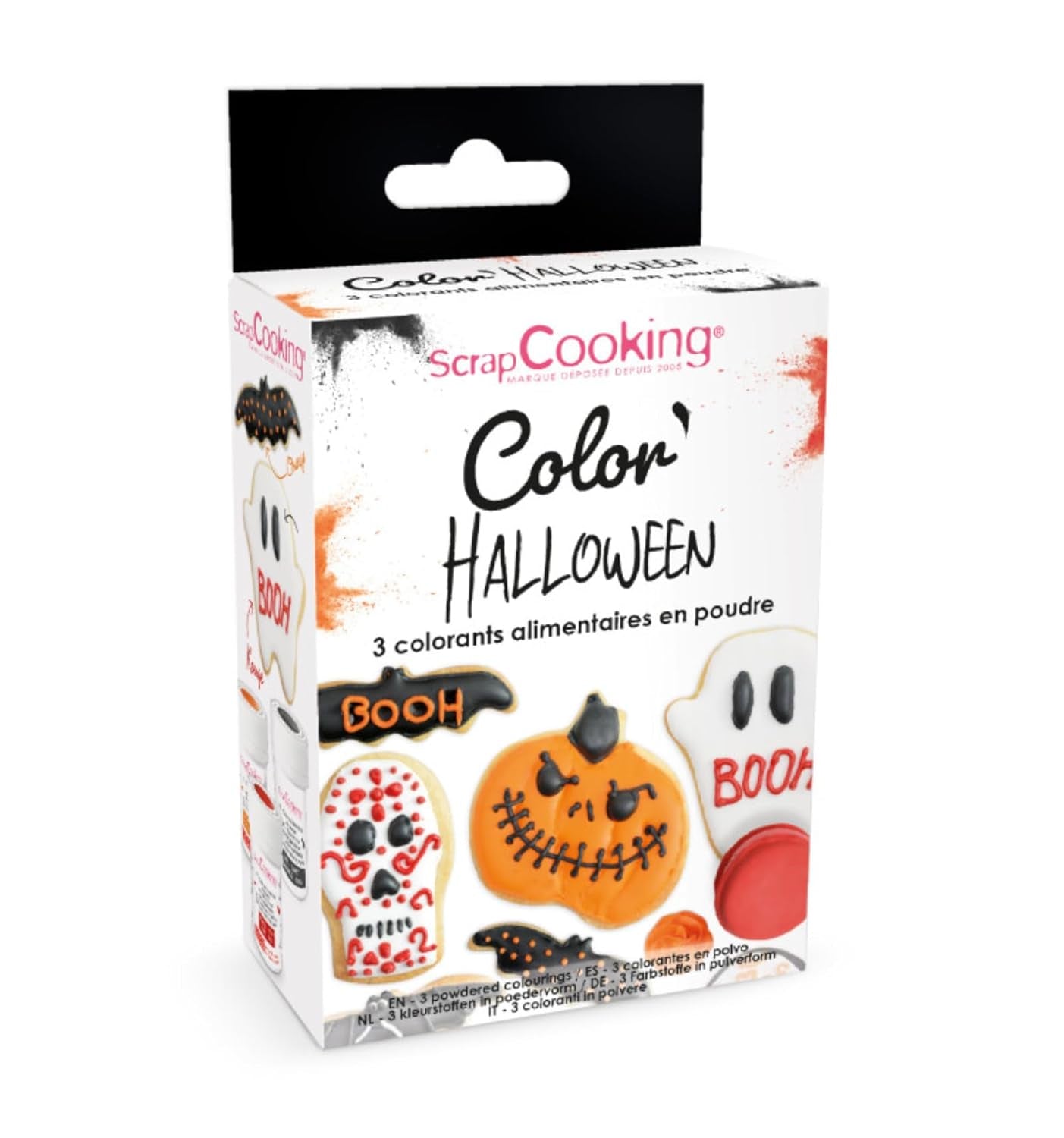 Scrapcooking – Halloween-Lebensmittelfarbe in Pulverform, 3er-Set – Orange, Schwarz, Rot – Essbare Lebensmittelfarbe zum Backen, Kuchen, Kekse, Gebäck, Teig, Fondant – Halloween-Dekoration – 4017