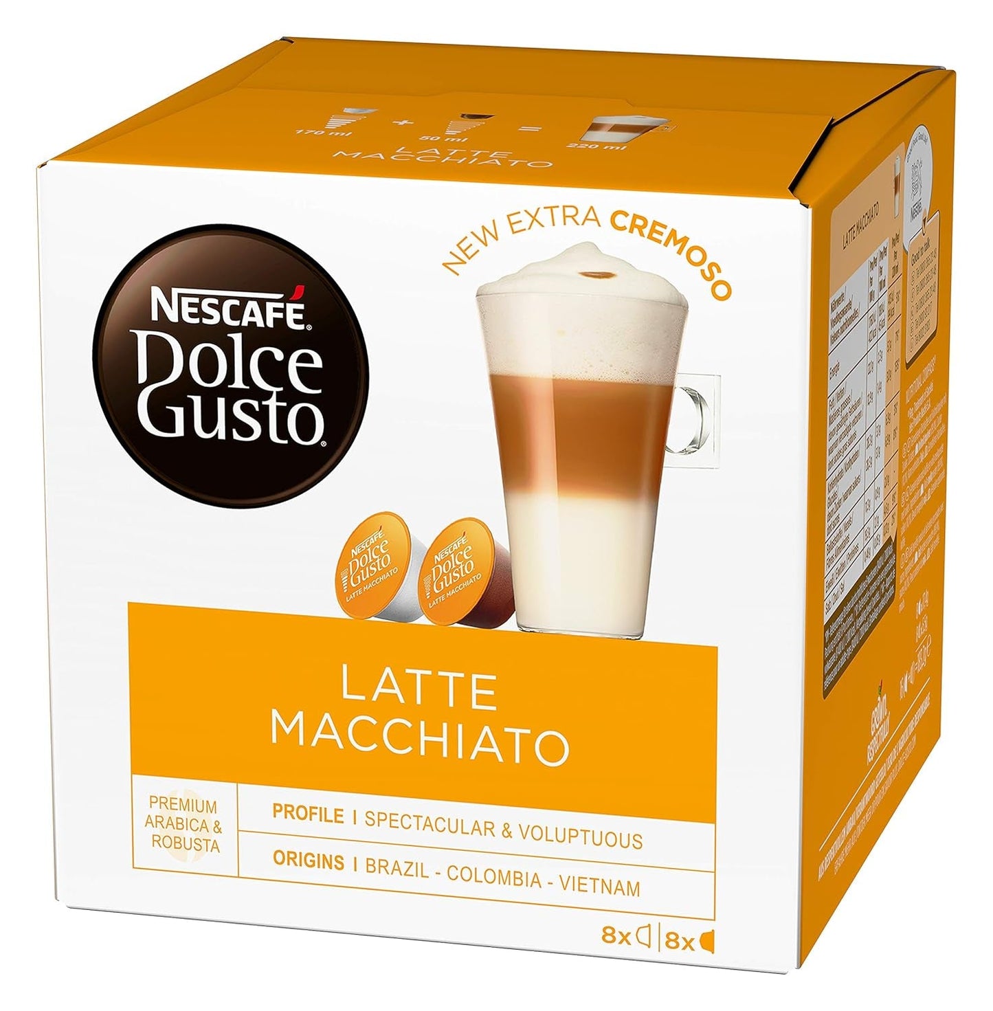 Latte Macchiato | 96 Kaffeekapseln & Latte Macchiato Karamell | 48 Kaffeekapseln | Arabica-Robusta-Mischung | Feines Karamellaroma und leckerer Milchschaum