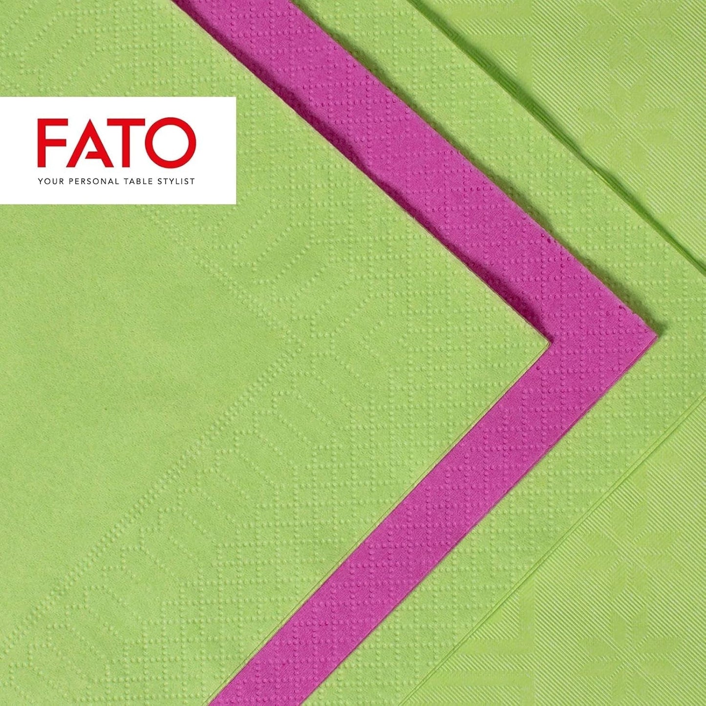 , Einweg-Papierservietten, ideal für zwanglose Mittagessen und Buffets, Packung mit 50 Servietten, Größe 33 x 33, 4-fach gefaltet, 2-lagig, apfelgrüne Farbe, 100 % reines Zellulosepapier, FSC