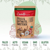 Stevia + Erythritol 1:2 Süßstoff | 1G = 2G Zucker | 100% Natürlicher Zuckerersatz - 0 Kalorien - 0 Glykämischer Index - Keto Und Paleo - 0 Netto-Kohlenhydrate - Kein GVO - Castello seit 1907 - 850 G Süßstoffe Naty Shop