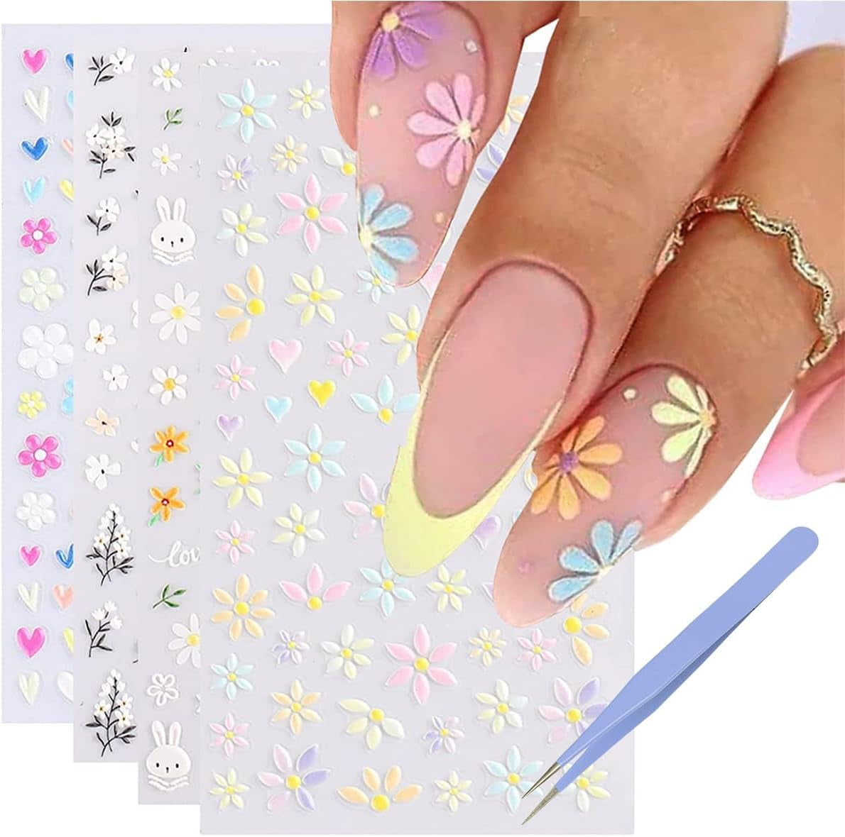 GZMAYUEN 12 Farben Französische Nagelaufkleber, 3D-Nagelaufkleber mit französischem Farbverlauf, selbstklebendes Nageldesign, Nagelzubehör