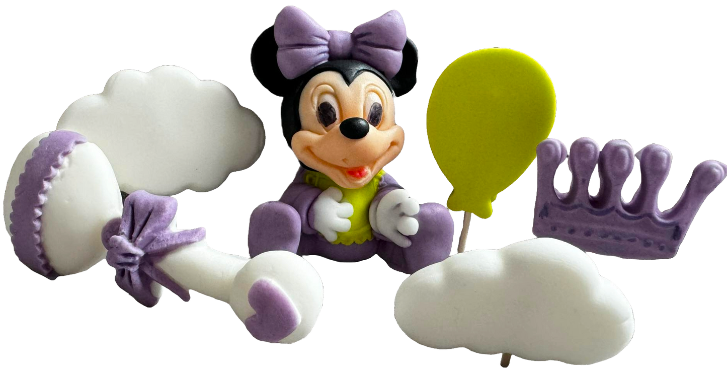 Set mit 6 essbaren Zuckerdekorationen, Minnie Mouse Zuckerpastendekorationen Naty Shop