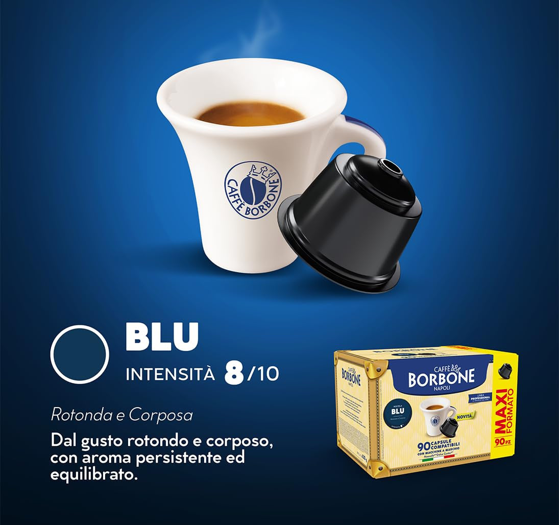 Caffè Borbone Blue Kaffeemischung – 90 Kapseln – kompatibel mit Kaffeemaschinen der Marke Nescafè®* Dolce Gusto®*