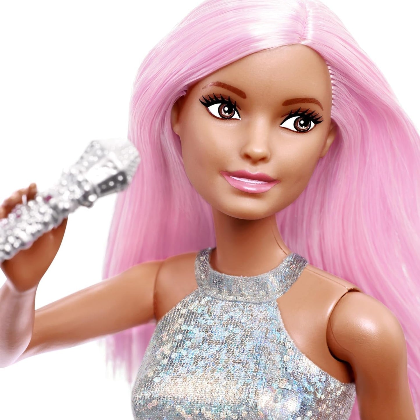 Barbie-Popstar-Puppe in glitzerndem Rock mit Mikrofon und rosa Haaren, Geschenk für Kinder im Alter von 3 bis 7 Jahren, JCW42, Dazzling Dolls, Naty Shop