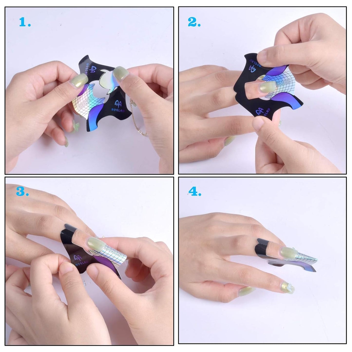 100 Stück Gel-Nagelschablonen, Zubehör für künstliche Nägel, selbstklebende Nagelschablonen für Nagelkunst, Gelnägel, künstliche Nagelverlängerungen