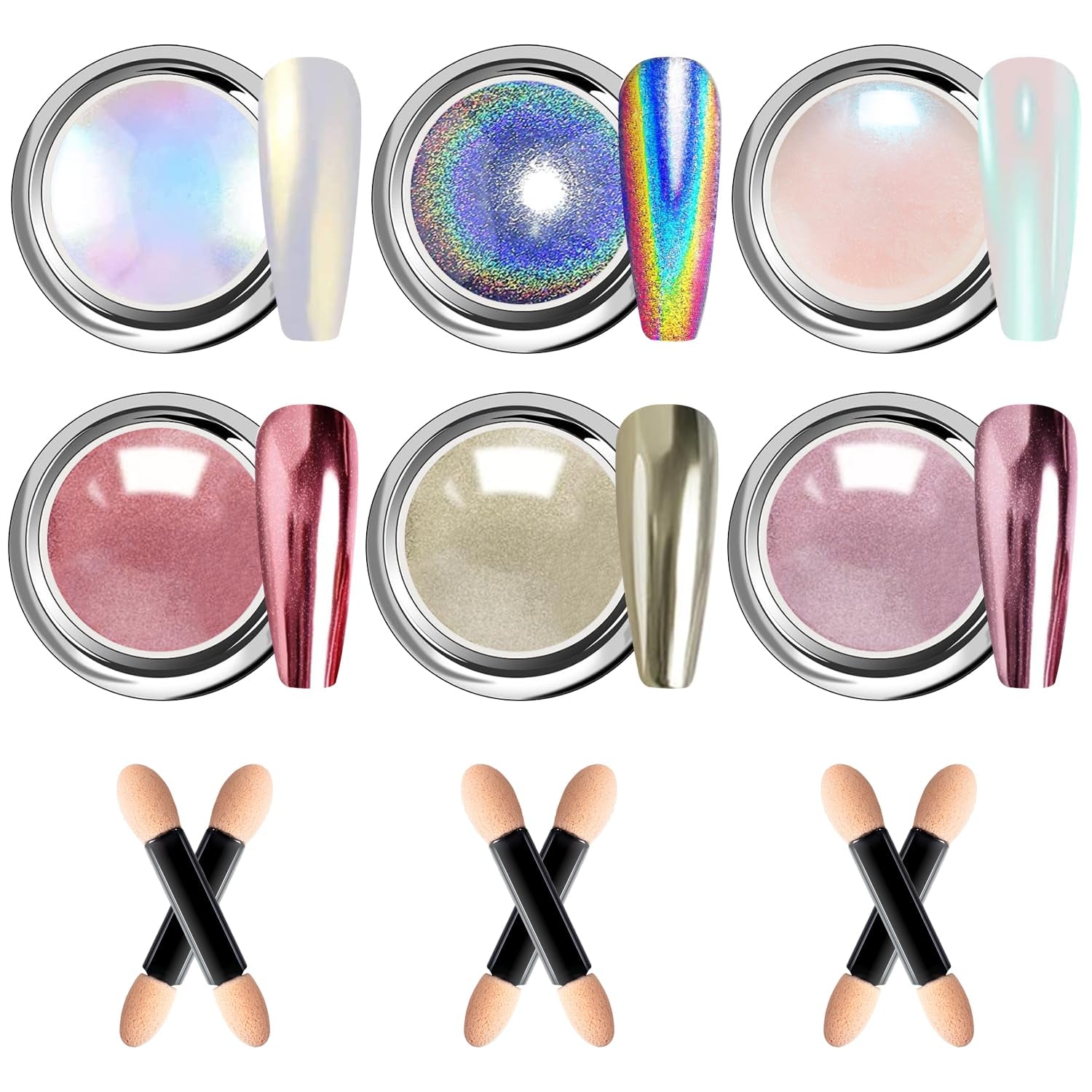 BISHENGYF Silver Chrome Nail Powder – Metal Holo Chromfarbener Nagelpuder, 1G Cromepulver Nägel Glitzer Glänzende Silver Nagelpulver Spiegeleffekt Pigment Nagelkunst, Diy-Design-Dekor Frauen Geschenk