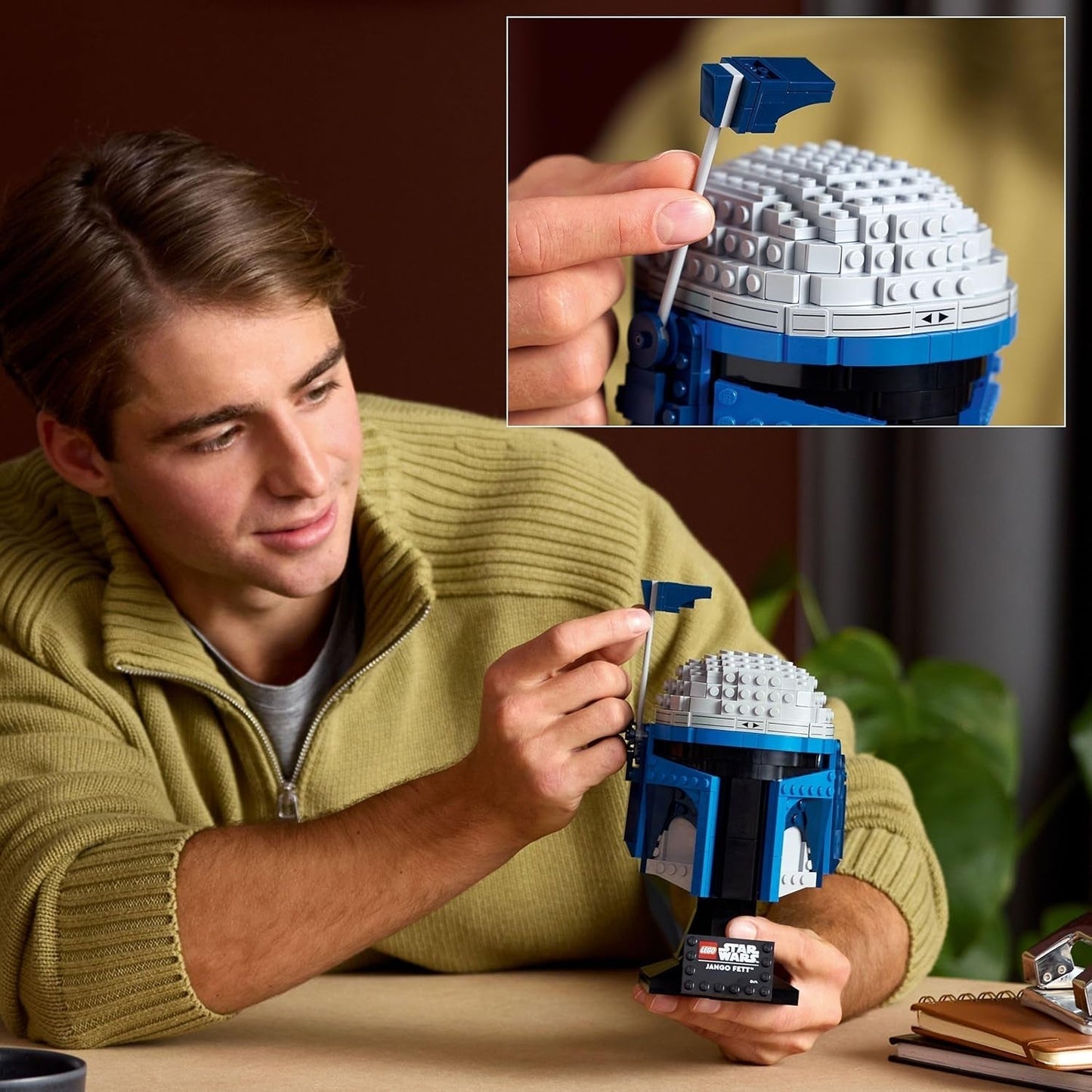 LEGO Star Wars 75408 Jango Fett-Helm – Mandalorianer-Bauset für Erwachsene – Modell mit Ständer, Namensschild und verstellbarer Antenne – Geschenk für Attack of the Clones-Fans. Bausets Besuchen Sie den LEGO-Store