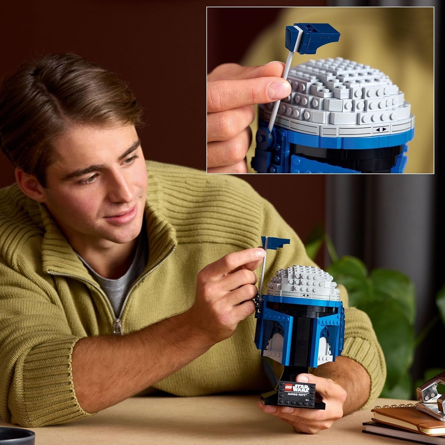 LEGO Star Wars 75408 Jango Fett-Helm – Mandalorianer-Bauset für Erwachsene – Modell mit Ständer, Namensschild und verstellbarer Antenne – Geschenk für Attack of the Clones-Fans. Bausets Besuchen Sie den LEGO-Store
