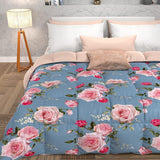 PETTI Artigiani Italiani - Winterdecke, Winterdecke, einfache Steppdecke, doppelseitig, einfarbig und Digitaldruck, 100 % hypoallergene Mikrofaser, hergestellt in Italien. Steppdecken und Steppdecken Naty Shop Flowers 20 Hellblaues Einzelbett