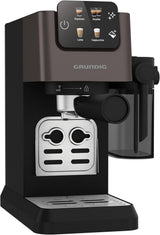 Siebträger-Espressomaschine GRUNDIG KSM 5330 mit integriertem Milchbehälter, Leistung 1628 W, Pumpendruck 15 bar, Doppeldüse, farbiges Touch-Display, BrewSense, CreamyPro, Edelstahl dunkel/Schwarz