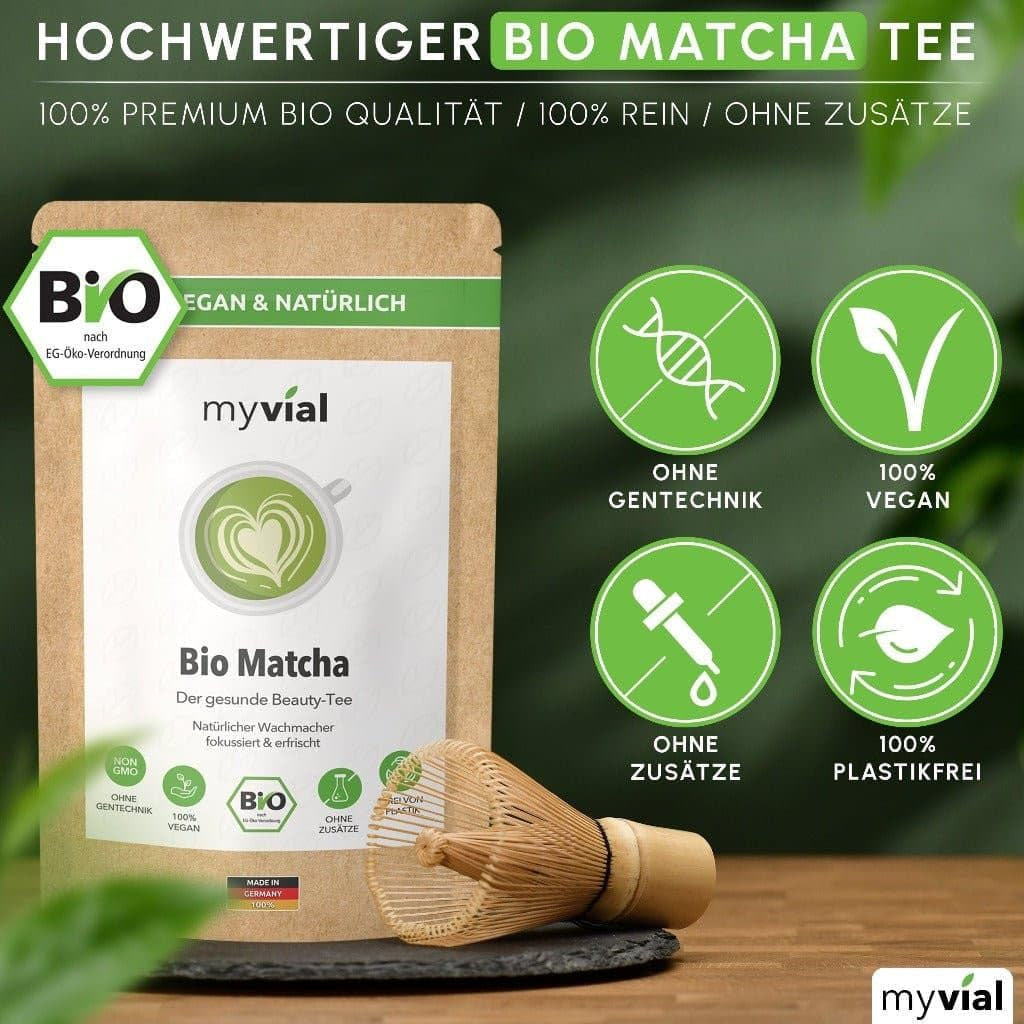 Bio-Matcha-Tee Premium-Pulver, 100 g, hochwertigster Grüntee aus Japan Kagoshima – perfekt für Smoothie, Matcha Latte, japanischer Grüntee, vegan, ohne Zusatzstoffe, plastikfreie Verpackung
