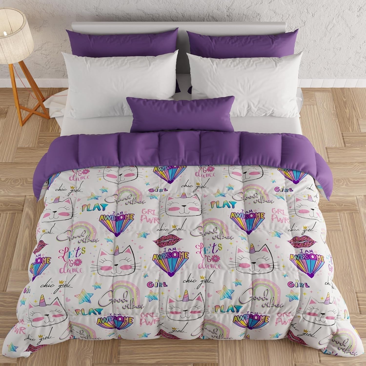 PETTI Artigiani Italiani - Winterdecke, Winterdecke, Doubleface, Monocolor- und Digitaldruck, 100 % hypoallergene Mikrofaser, Made in Italy Steppdecken und Steppdecken Naty Shop