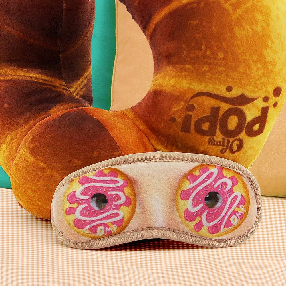 Croissant-Nackenkissen und Schlafmaske, Orange Naty Shop Reisekissen