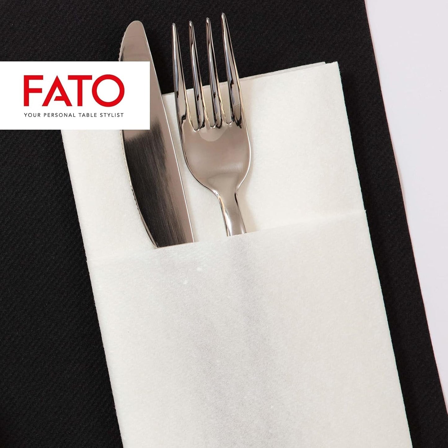 Fato - Trockene Papierservietten, Airlaid, Stoffeffekt, Packung mit 50 Servietten, Größe 40X40 in 4 gefaltet, Farbe Schwarz