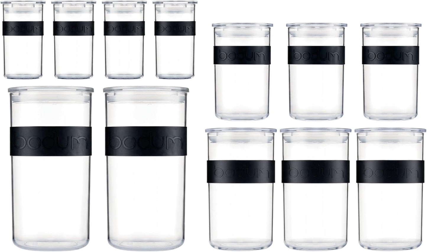 BODUM PRESSO Vorratsdosen, Kunststoff, schwarz, 4 x 0,25 l, 3 x 0,6 l, 3 x 1 l, 2 x 2 l Frischhaltedosen Naty Shop