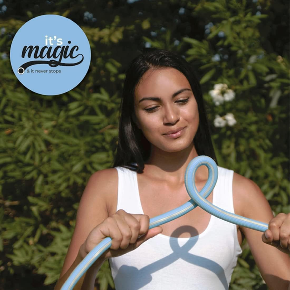 Magic Blue 10 Meter knoten- und verdrehsicherer ausziehbarer Gartenschlauch mit Tasche und Sprühdüse