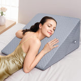 Verstellbares Keilkissen für Kinder, hochdichtes Schaumstoff-Lesekissen für Bett und Sofa, ergonomisches Bettkeil-Kopfkissen für Schlaf-Reflux-Apnoe, Beinkissen/Rückenkissen zum Spielen und Lesen (weiß und grau)