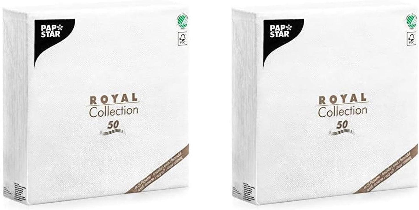 Papstar, 50 Servietten „ROYAL Collection“ 1/4-Falz 48 cm x 48 cm weiß, #11577