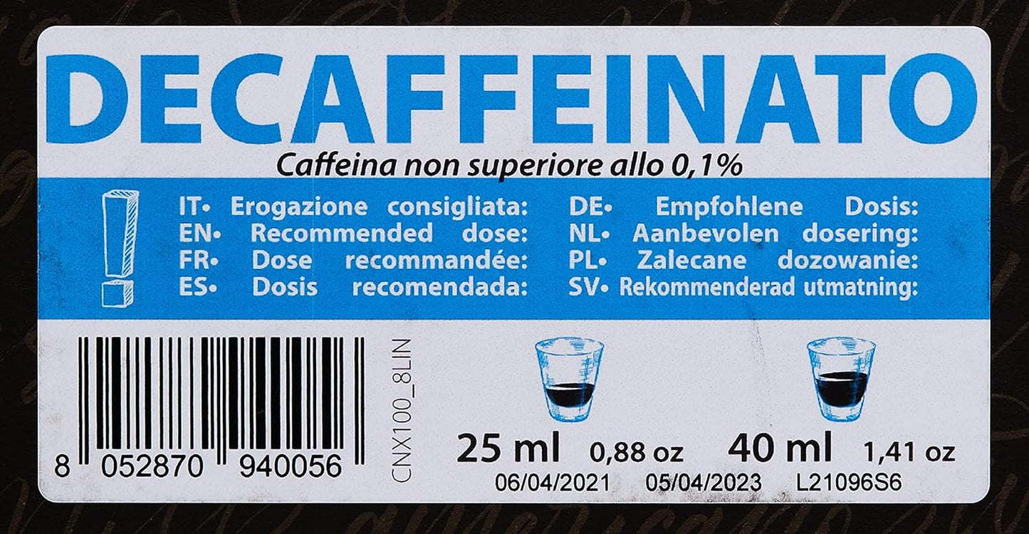 Decaffeinato-Kaffeekapseln, Nespresso-kompatibel, 5,6 g x 100 Kapseln