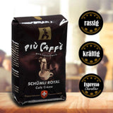 Café Crème Kaffeebohnen, würzig, kräftig, intensiv und gehaltvoll, Arabica und Robusta, Schweizer Trommelröstung, ganze Bohnen für Volllautomaten Schümli Royal 1 kg