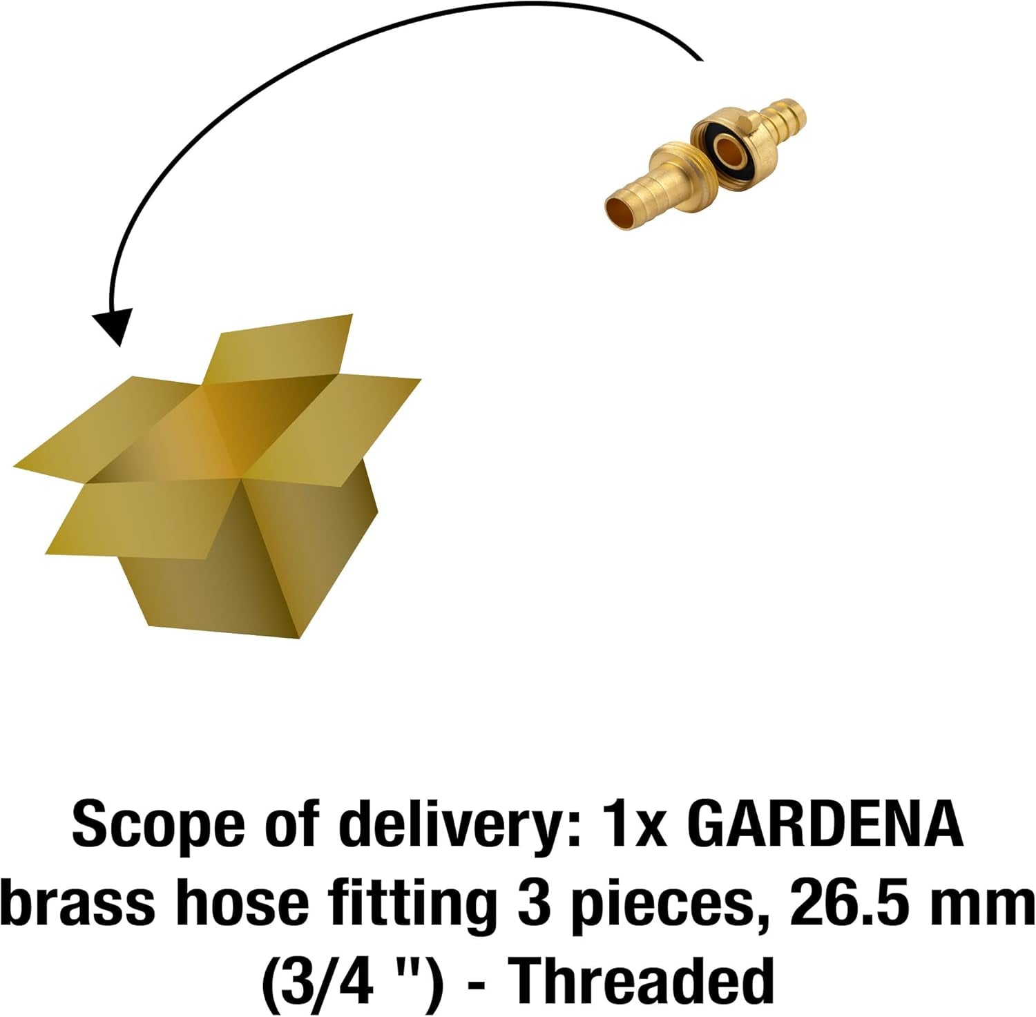 Gardena Messing-Schlaucharmatur, 3-teilig: Schlauchverlängerungsarmatur, 26,5 mm (G 3/4 Zoll) Gewinde, für 13 mm (1/2 Zoll) Schläuche (7151-20)