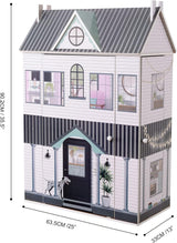 Olivia's Little World Dreamland 3-stöckiges interaktives Puppenhaus aus Holz mit 13 Puppenmöbelzubehör, weiß TD-13632A